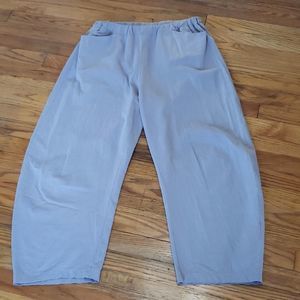 Misslook Gray Women XL Pants Linen Type Lightweight Wide Leg Elastic Waist EUC